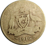 Australia George V Silver 1916 M Sixpence SCARCE KM# 25 (6613)