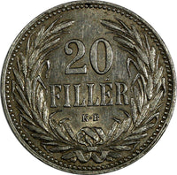 Hungary Franz Joseph I 1908 KB 20 Fillér KM# 483 (17 514)