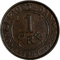 Denmark Frederik VIII Bronze 1907 1 Ore  KEY DATE Ch UNC KM# 804 (15 049)