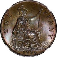 GREAT BRITAIN George V Bronze 1936 1 Penny NGC MS65 BN NICE KM# 838 (039)