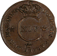 SWEDEN Carl XIV Johan Copper 1819 1/4 Skilling 26 mm 1st Year Type KM# 595 (469)