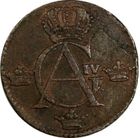 SWEDEN COPPER King Gustav IV Adolf 1806 1/4 Skilling KM# 564 (18 526)