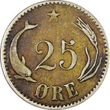 DENMARK Christian IX Silver 1874 CS 25 Øre RARE DATE KM# 796.1 (21 093)