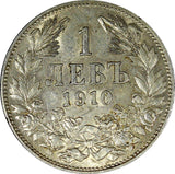 Bulgaria Ferdinand I Silver 1910 1 Lev Toned KM# 28 (22 286)
