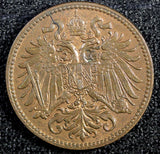 Austria Franz Joseph I Bronze 1903 2 Heller UNC KM# 2801 (23 953)