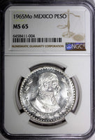 MEXICO Jose Morelos Silver 1965 Mo 1 Peso NGC MS65 KM# 459 (004)