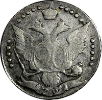 Russia Catherine II Silver 1791 SPB 20 Kopecks SCARCE DATE C# 63c (18 770)