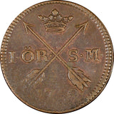 Sweden Frederick I Copper 1750 1 Ore Last Year Type Mint-353,000 KM# 416.1 (358)
