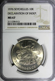 Seychelles 1976 10 Rupees Independence NGC  MS67 GEM BU TOP GRADED KM# 28 (013)
