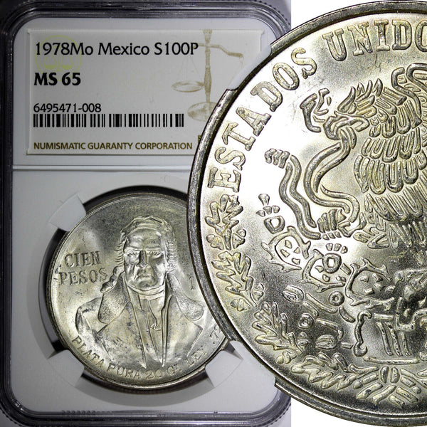 Mexico ESTADOS UNIDOS MEXICANOS Silver 1978 Mo 100 Pesos NGC MS65 KM# 483.2 (8)