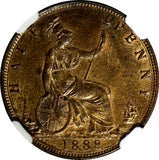 Great Britain Victoria (1837-1901) Bronze 1888 1/2 Penny NGC MS63 RB KM# 754
