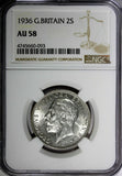 GREAT BRITAIN George V (1910-1936) Silver 1936 Florin NGC AU58 LAST YEAR KM# 834