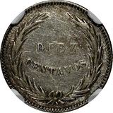 El Salvador Silver 1914 10 Centavos Philadelphia Mint NGC AU55 KM# 125 (015)