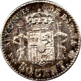 Spain Alfonso XII Silver 1885/1 (86) MS-M 50 Centimos Overdate XF KM# 685