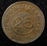 Guatemala Provisional Coinage Copper 1915 25 Centavos KM# 231 (22 612)