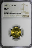 Peru 1987 10 CentimosGeneral MIGUEL GRAU NGC MS66 TOP GRADED BY NGC KM# 293(7)