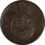 Denmark Frederik VI Copper 1815 2 Skilling Rigsbank Token XF  KM# Tn4 (19 638)