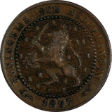 Netherlands Wilhelmina I 1897 1 Cent SCARCE DATE KM# 107.2 (17 538)