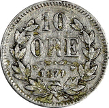 Sweden Carl XV Adolf Siver 1871 ST 10 Öre Last Year Type  KM# 710 (20 487)