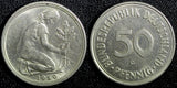 Germany-Federal Republic Copper-Nickel 1950 G 50 Pfennig Karlsruhe KM# 109.1 (2)