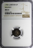 Great Britain George III 1786 2 Pence Maundy NGC MS61 1 GRADED HIGHER KM# 595(1)