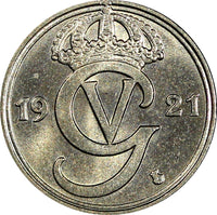 Sweden Gustaf V (1907-1950) Nickel-Bronze 1921 W 10 Öre Ch.UNC KM# 795 (22 131)