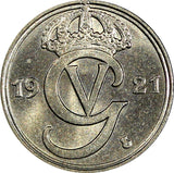 Sweden Gustaf V (1907-1950) Nickel-Bronze 1921 W 10 Öre Ch.UNC KM# 795 (22 131)