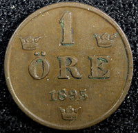 Sweden Oscar II Bronze 1895 1 Öre KM# 750  (23 147)