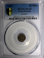 Great Britain Silver 1898 1 Penny PCGS PL63 PROOFLIKE RAINBOW TONED KM# 775 (50)