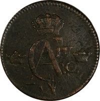 Sweden Gustaf IV 1802 1/2 Skilling Overstruck on 1 Ore 1730-1769 KM# 565(17 893)