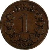 Norway Oscar II Bronze 1899 1 Øre Norwegian Lion KM# 352 (17 540)