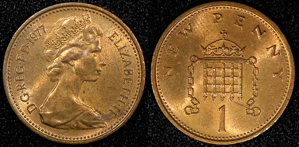 Great Britain Elizabeth II Bronze 1977 1 New Penny UNC KM# 915 (22 707)