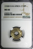 British West Africa 1938 H 1/10 Penny Better Date NGC MS66 GEM BU KM# 20 (097)
