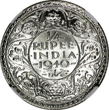 India-British George VI Silver 1940 (B) 1/4 Rupee NGC MS63 KM# 545 (020)