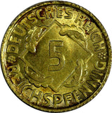 Germany Weimar Republic Aluminium-Bronze 1925 D 5 Reichspfennig UNC KM# 39/17358