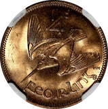 IRELAND Republic Bronze 1959 Farthing Mint-192,000 NGC MS65 RD RED! KM# 9 (003)