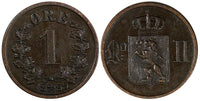 Norway Oscar II Bronze 1899 1 Øre The Norwegian Lion KM# 352 (20 711)