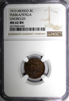 Mexico-Revolutionary PUEBLA  TETELA 1915 2 Centavos NGC MS62 BN KM# 759 (43)