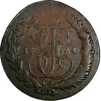 Russia Catherine II 1764 MM 5 Kopecks 47,29g.Oblique milled  C# 59.6 (17740)