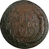 Russia Catherine II 1764 MM 5 Kopecks 47,29g.Oblique milled  C# 59.6 (17740)