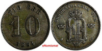 SWEDEN Oscar II Silver 1884 EB 10 Ore  VF Condition KM# 755 (15 585)