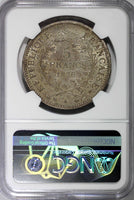 France Silver 1876 A 5 Francs NGC AU58 Hercules Paris Mint KM# 820.1 (023)
