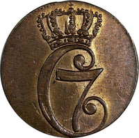 Denmark Christian VII Copper 1771 KM 1/2 Skilling Dansk aUNC KM# 615.2 (18 282)