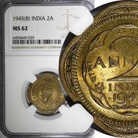 India-British George VI 1945 (B) 2 Annas NGC MS62 KM# 543 (029)