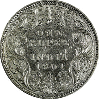 India-British Victoria Silver 1901 (B) Rupee aUNC Condition KM# 492 (18 250)