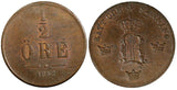 Sweden Oscar I Bronze 1858 1/2 Ore High Grade KM# 686 (21 885)