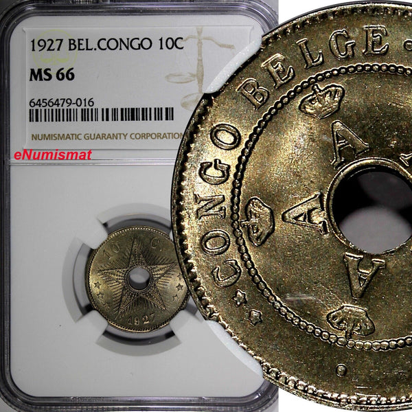 Belgian Congo Albert I 1927 10 Centimes NGC MS66 TOP GRADED COIN  KM# 18 (016)
