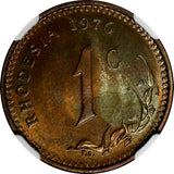 Rhodesia Bronze 1976 1 Cent NGC MS65 BN TONING KM# 10 (006)