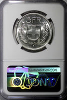 Switzerland Silver 1966 B 5 Francs NGC MS62 GEM BU KM# 40 (002)