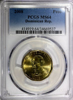 Dominican Republic 2008 1 Peso PCGS MS64 Juan Pablo Duarte y Diez KM# 80